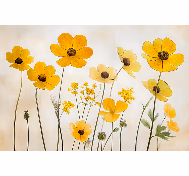 Rolgordijn slaapkamer delicate helenium bloemen - TenStickers