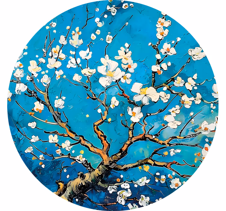Rolgordijn slaapkamer rond blauw bloemenpatroon - TenStickers