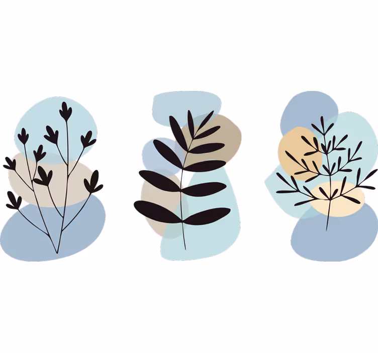 Rolgordijn slaapkamer abstracte planten met kleurenringen - TenStickers