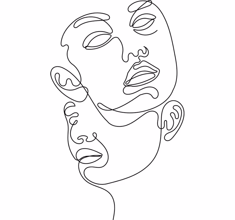 Rolgordijn slaapkamer abstracte gezichten - TenStickers