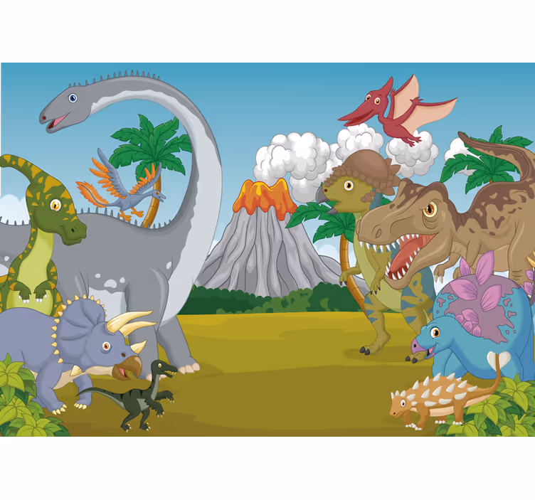 Kinderkamer rolgordijn met decoratieve dinosaurussen - TenStickers