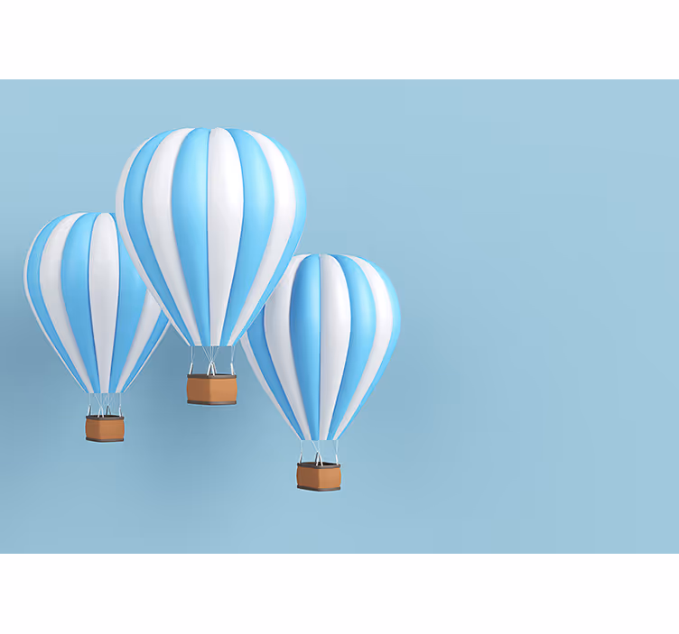 Kinderkamer rolgordijn luchtballon wit en blauw - TenStickers