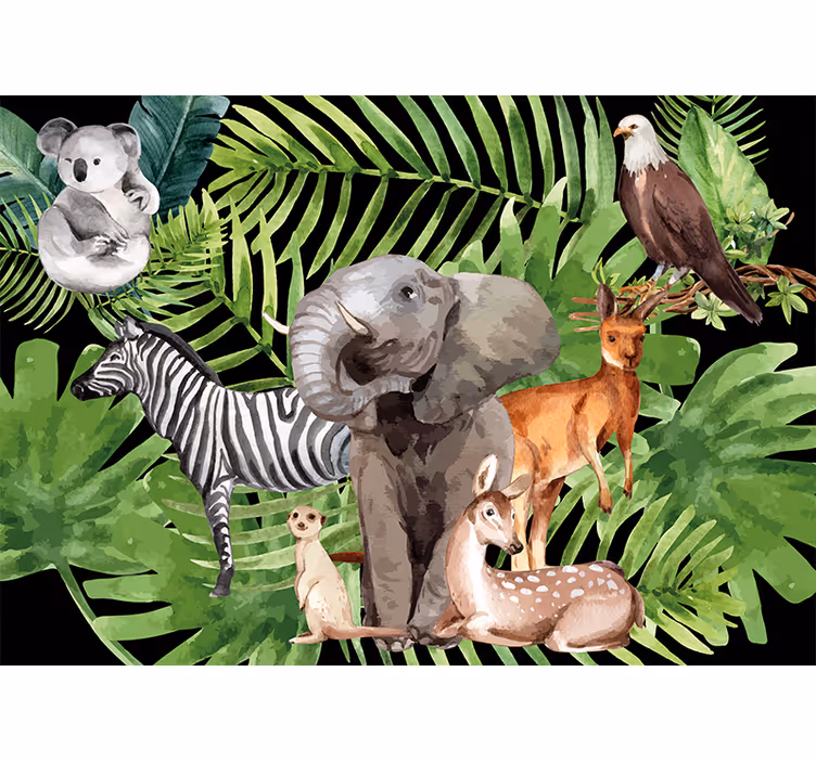 Kinderkamer rolgordijn dierenrijk - TenStickers
