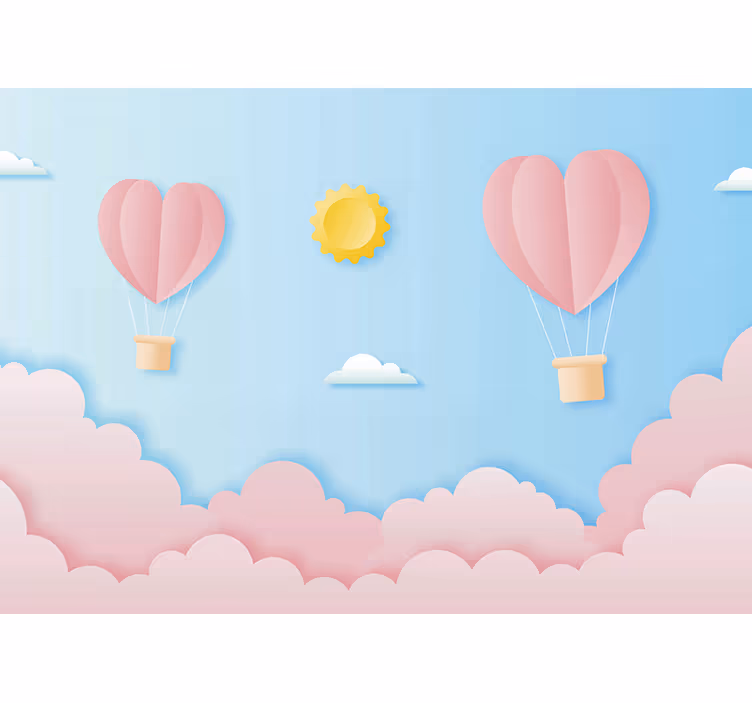 Kinderkamer rolgordijn papercut luchtballonnen ontwerp - TenStickers