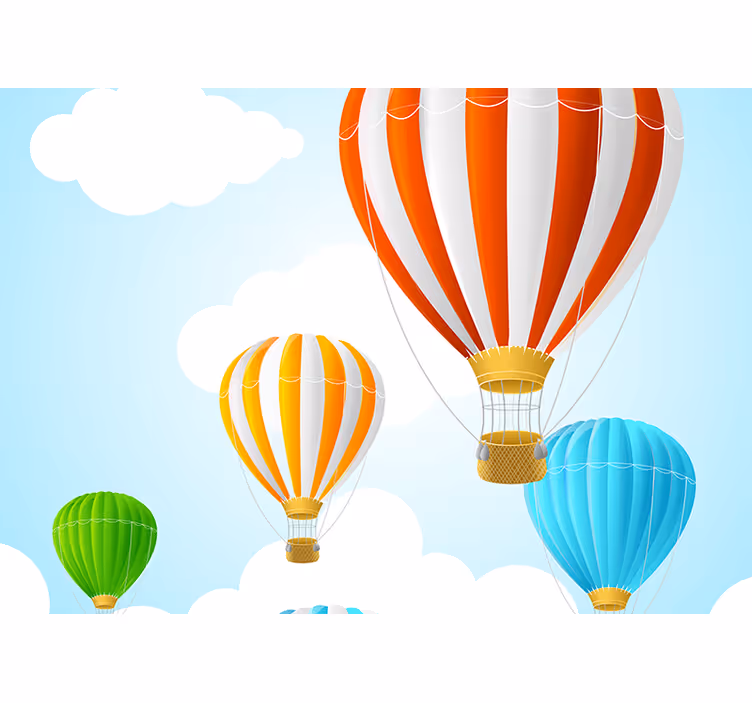 Kinderkamer rolgordijn met luchtballonnen en wolken - TenStickers