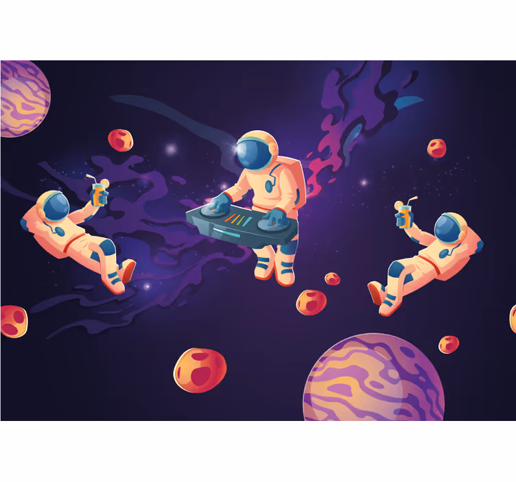Kinderkamer rolgordijn met jammende astronauten - TenStickers