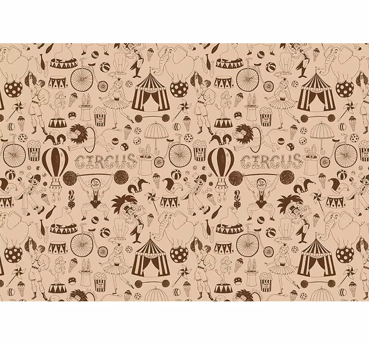 Kinderkamer rolgordijn retro bruin circus patroon - TenStickers