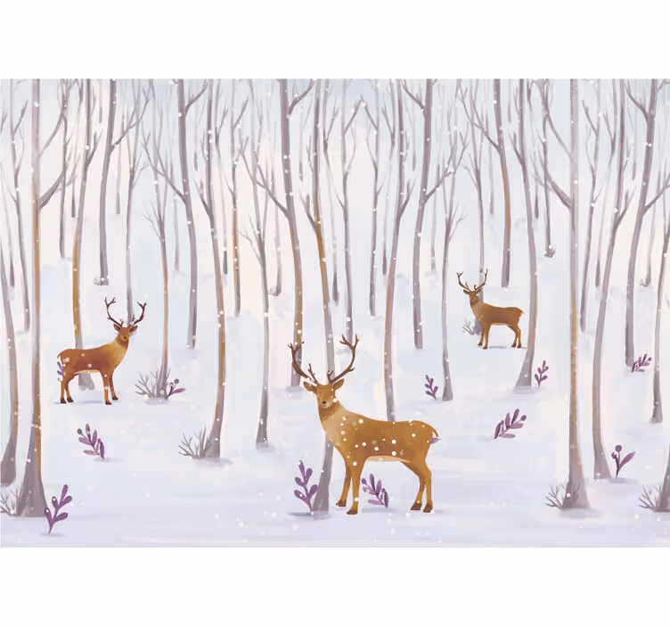 Kinderkamer rolgordijn scandinavisch winterbos met dieren - TenStickers