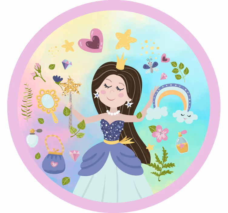 Kinderkamer rolgordijn prinses multicolor achtergrond - TenStickers