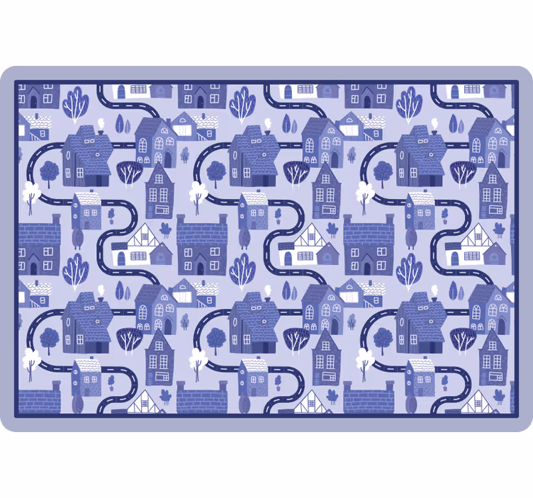 Kinderkamer rolgordijn nordic blauwe dorp - TenStickers