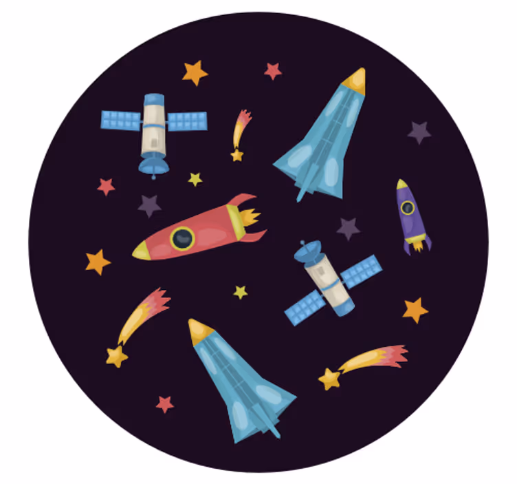 Kinderkamer rolgordijn ruimte raketten planeten - TenStickers