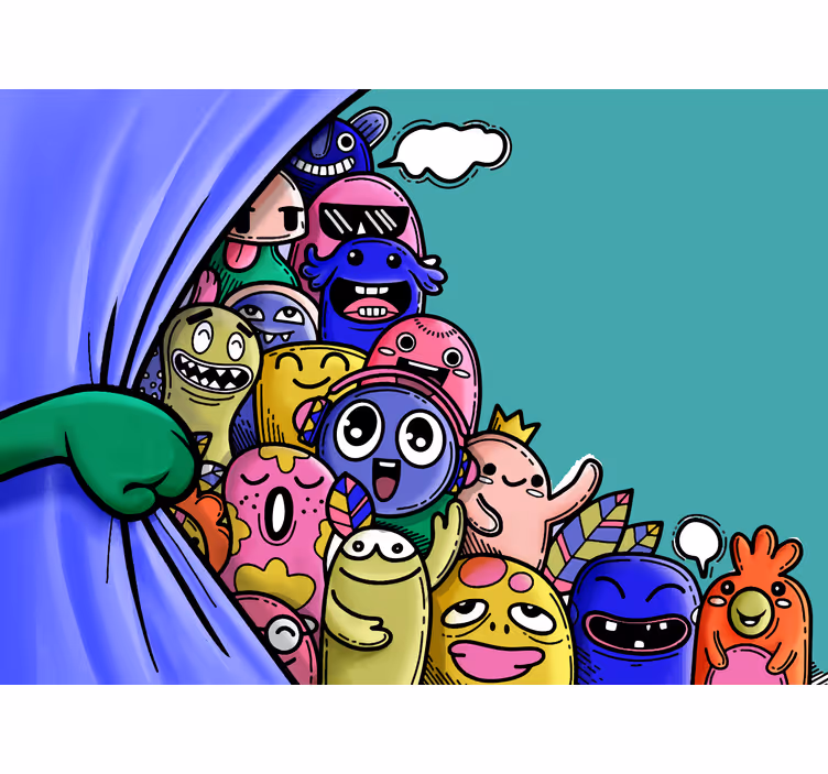 Kinderkamer rolgordijn met grappige monsters - TenStickers