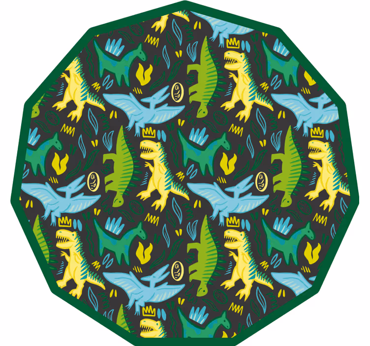 Kinderkamer rolgordijn met groen dino patroon - TenStickers