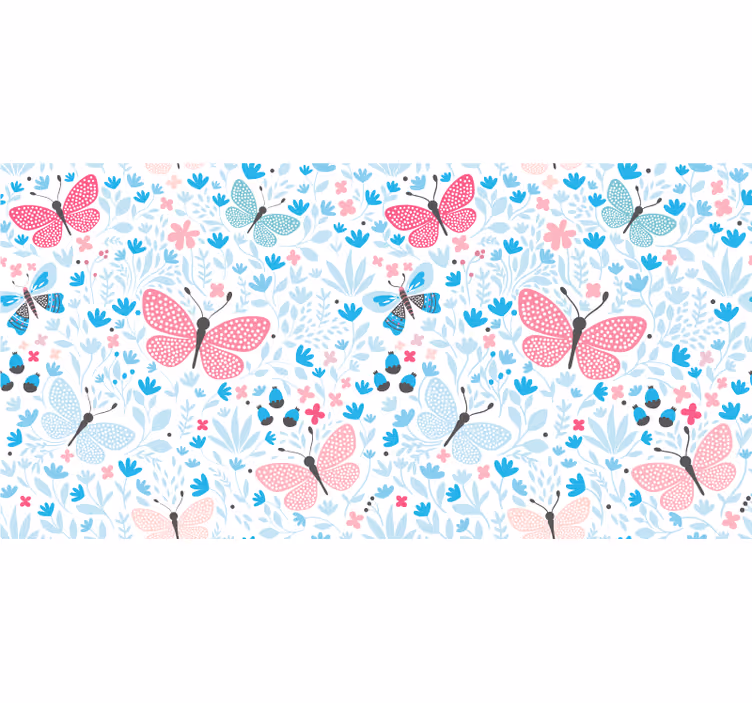 Kinderkamer rolgordijn blauwe motieven roze kleur - TenStickers