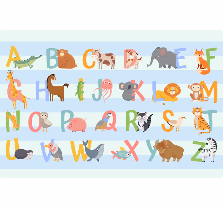 Kinderkamer rolgordijn alfabet met figuren - TenStickers