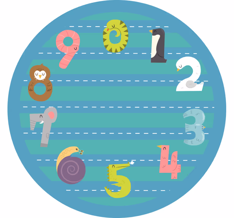 Kinderkamer rolgordijn dieren cijfers - TenStickers