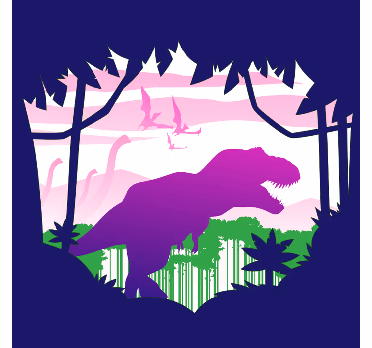 Kinderkamer rolgordijn grote dinosaurus met vogels vinylmat - TenStickers