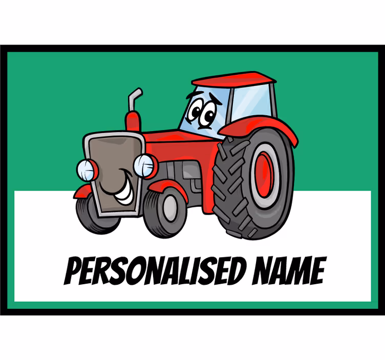 Kinderkamer rolgordijn gepersonaliseerde rode tractor - TenStickers