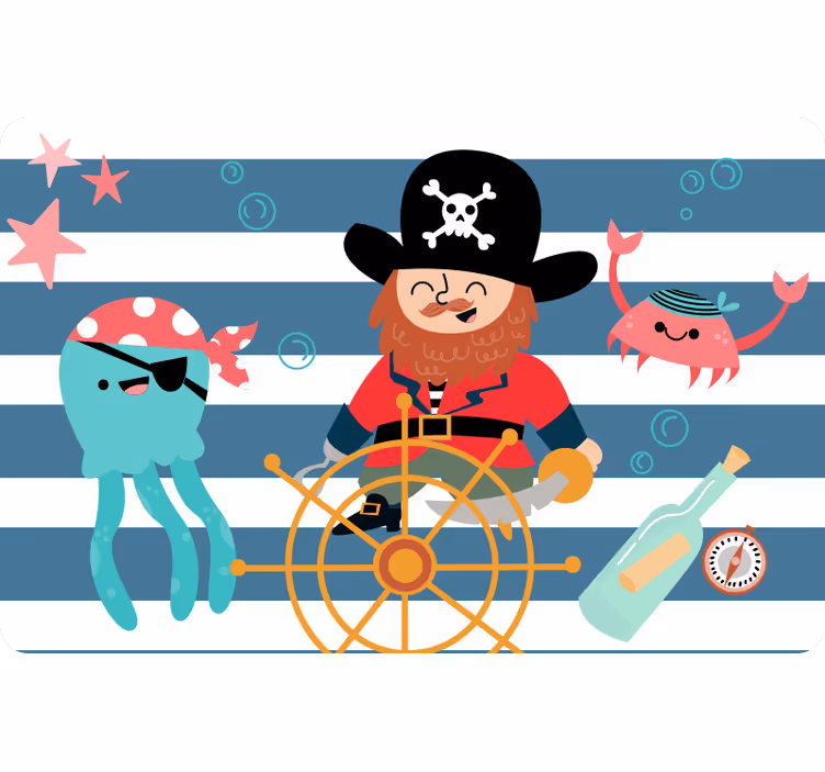 Kinderkamer rolgordijn piratenschatkaart voor kids - TenStickers