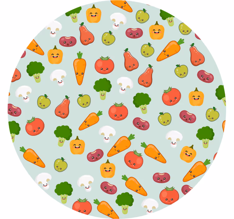 Kinderkamer rolgordijn anime groenten - TenStickers