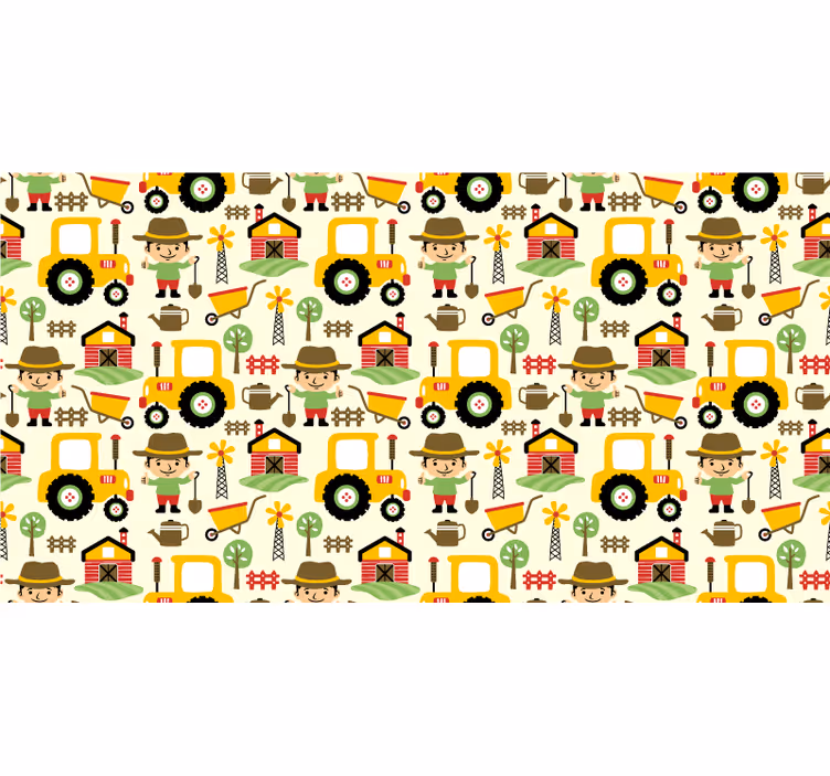 Kinderkamer rolgordijn kleurrijk tractorpatroon - TenStickers