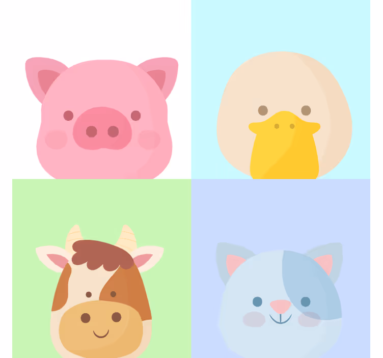 Kinderkamer rolgordijn 4 schattige boerderijdieren - TenStickers