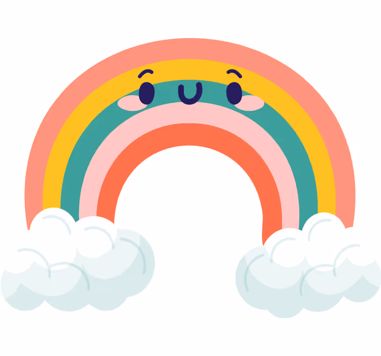 Kinderkamer rolgordijn schattige wolken regenboog lachend - TenStickers