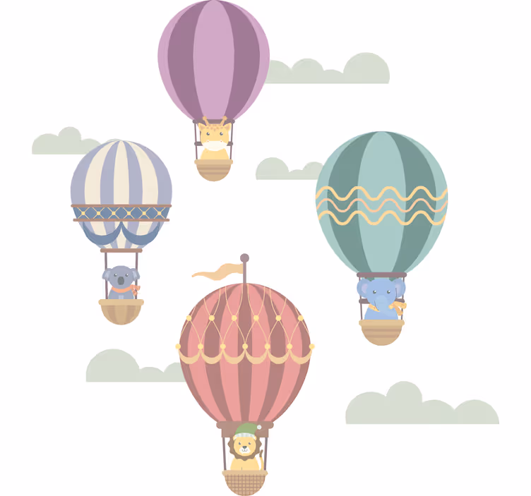 Kinderkamer rolgordijn met vliegende ballonnen en dieren - TenStickers