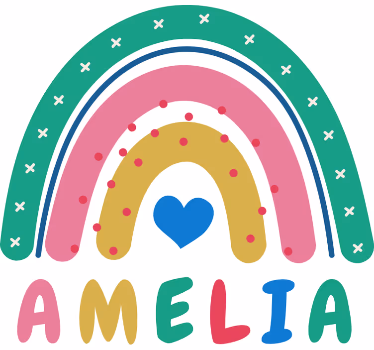 Kinderkamer rolgordijn hart regenboog gepersonaliseerd - TenStickers