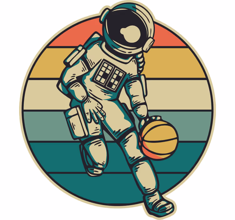 Kinderkamer rolgordijn vintage astronaut basketbal - TenStickers