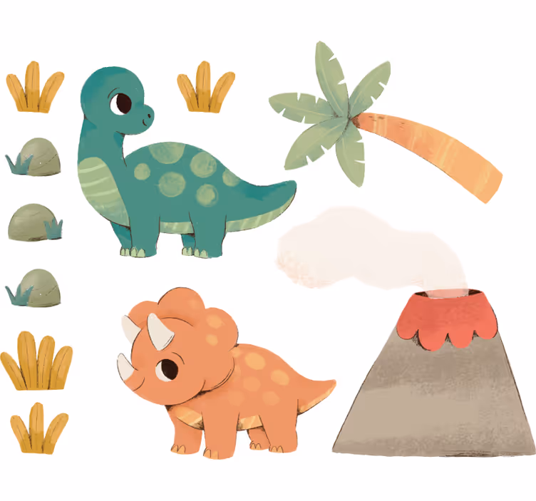 Kinderkamer rolgordijn waterverf dinosaurussen - TenStickers