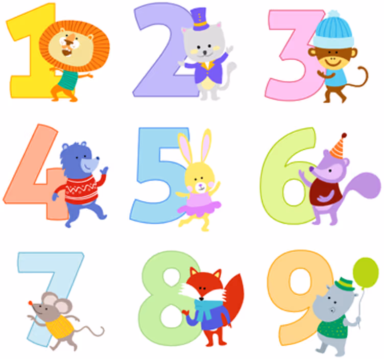 Kinderkamer rolgordijn sticker collectie kindernummers - TenStickers