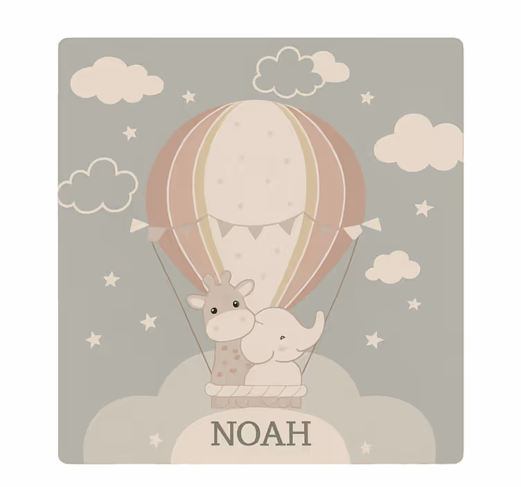 Kinderkamer rolgordijn pastel luchtballon met naam - TenStickers