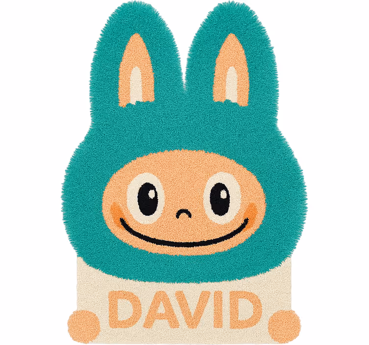 Kinderkamer rolgordijn custom turquoise labubu - TenStickers
