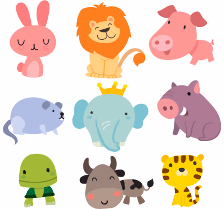 Kinderkamer rolgordijn met kinderdierenstickers - TenStickers