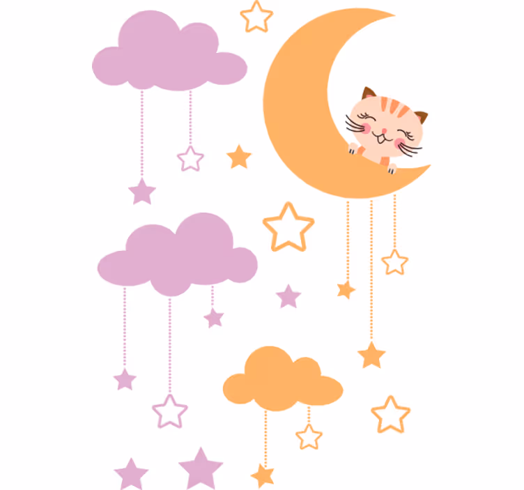 Kinderkamer rolgordijn sticker kinderluna kat - TenStickers