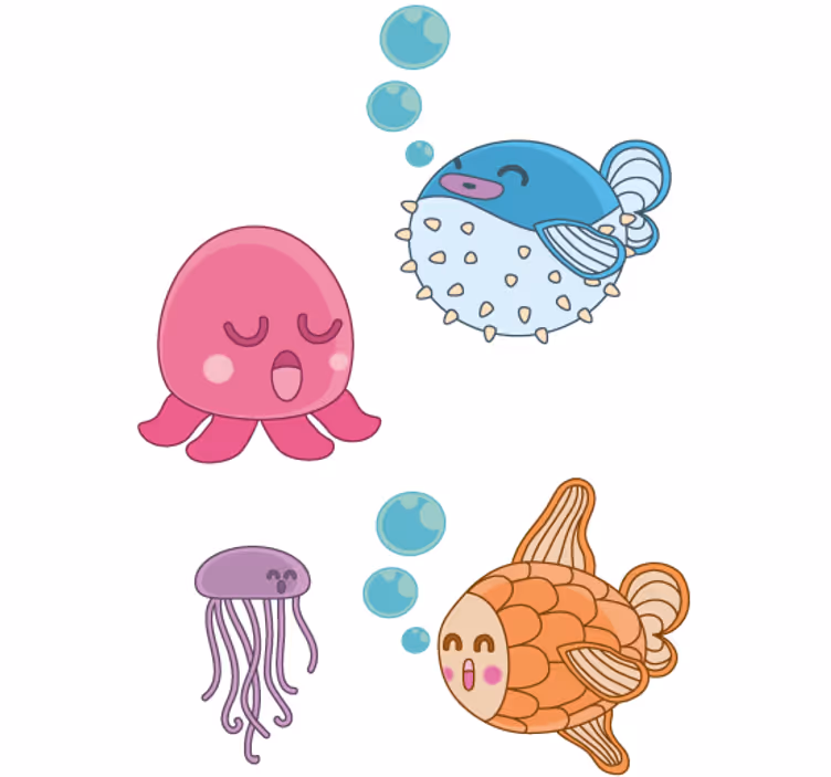 Kinderkamer rolgordijn met vissen illustratie - TenStickers