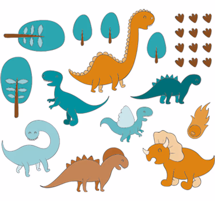 Kinderkamer rolgordijn dinosaurusscene sticker - TenStickers