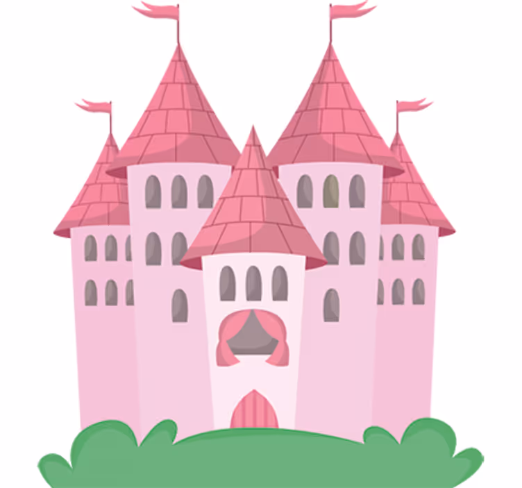 Kinderkamer rolgordijn roze kasteel - TenStickers