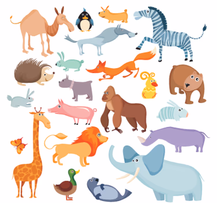 Kinderkamer rolgordijn wilde dieren sticker - TenStickers