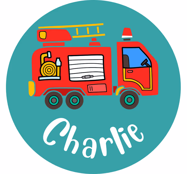 Kinderkamer rolgordijn gepersonaliseerde brandweerwagen - TenStickers