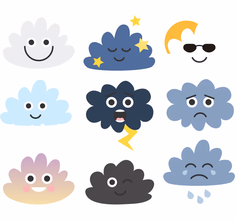 Kinderkamer rolgordijn wolken met gezichten - TenStickers