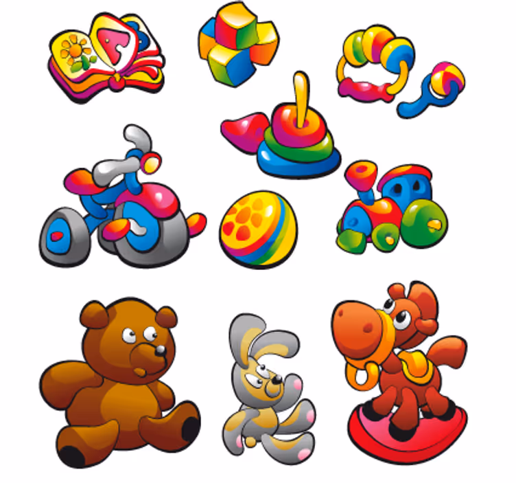 Kinderkamer rolgordijn speelgoed stickers collectie - TenStickers