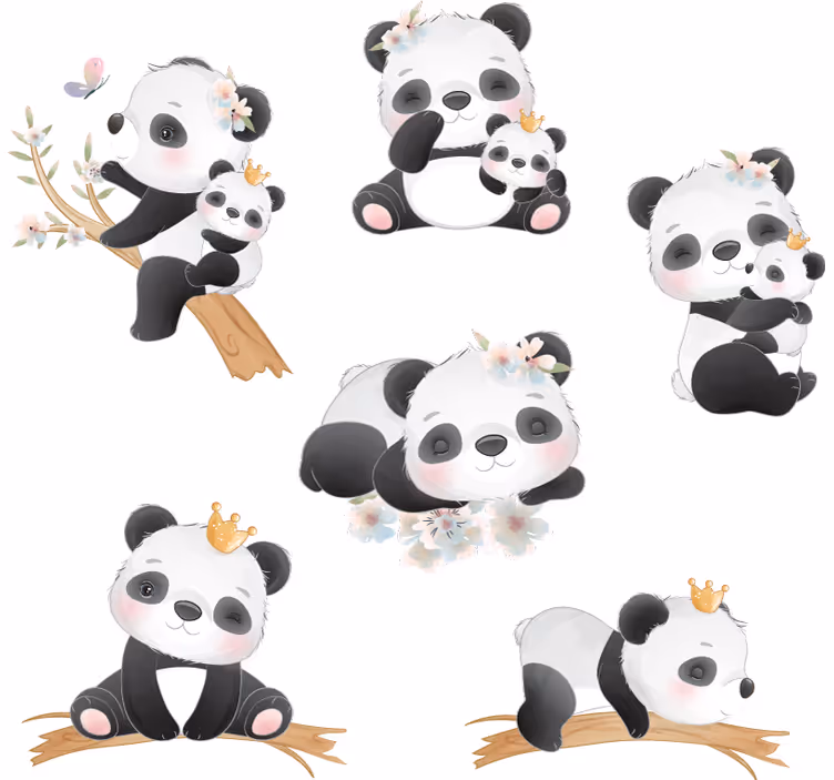 Kinderkamer rolgordijn panda leven - TenStickers
