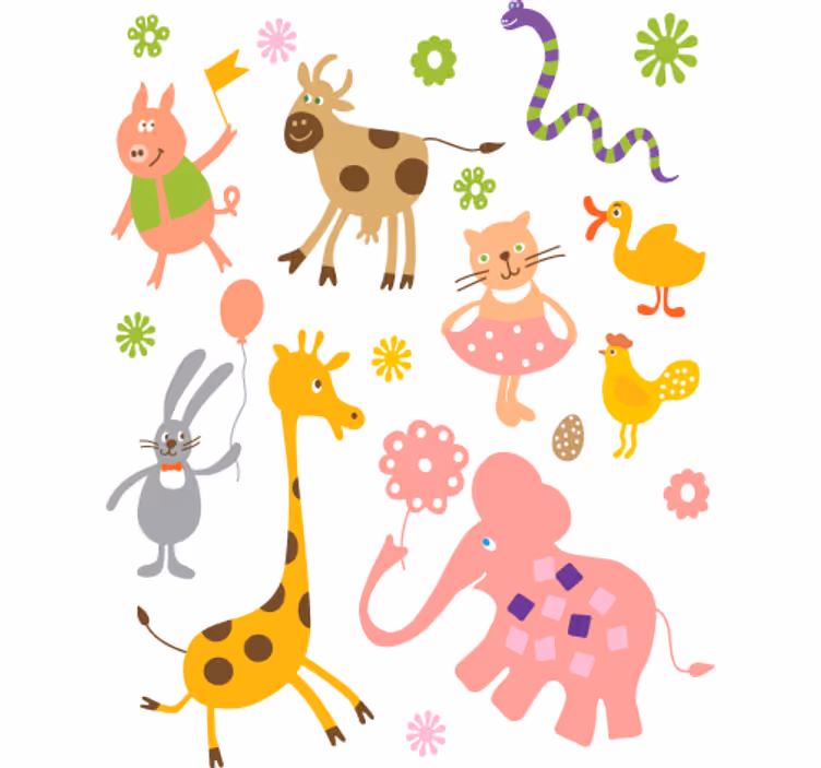 Kinderkamer rolgordijn dierenstickers - TenStickers