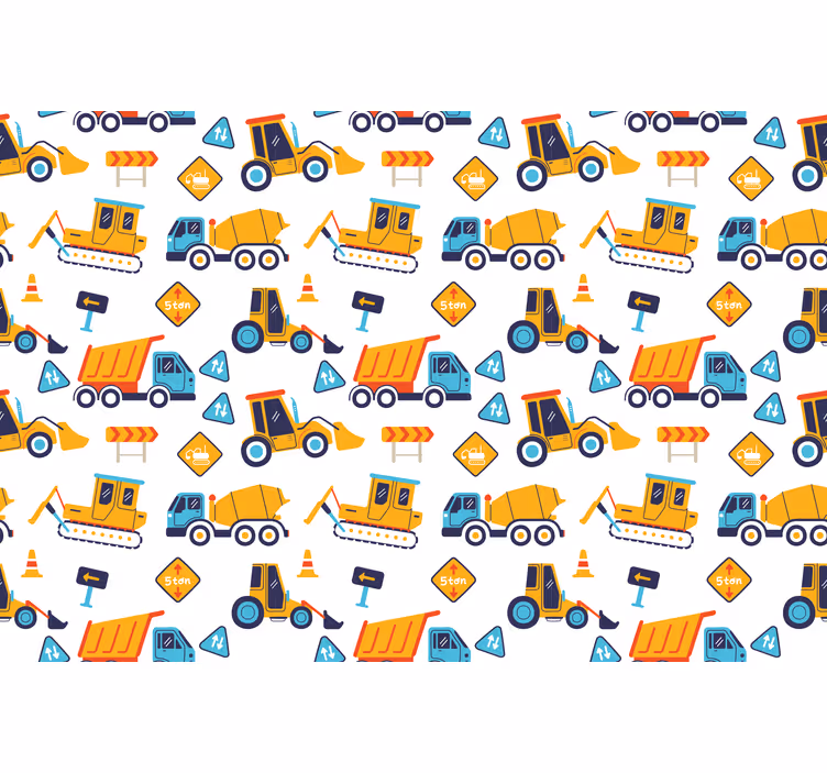 Kinderkamer rolgordijn cartoon bouwplaats - TenStickers