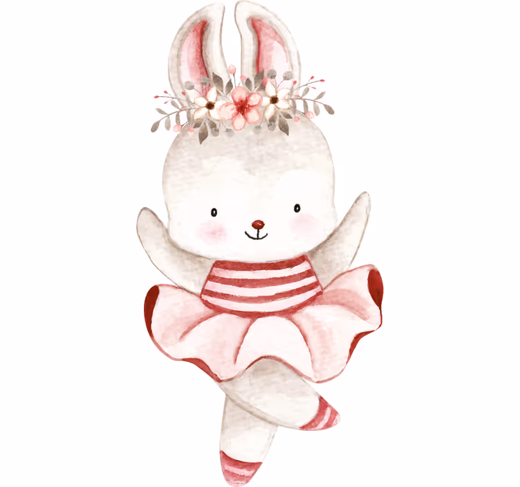 Kinderkamer rolgordijn konijn ballerina in rozen - TenStickers