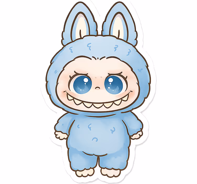 Kinderkamer rolgordijn blauwe monsterpop - TenStickers