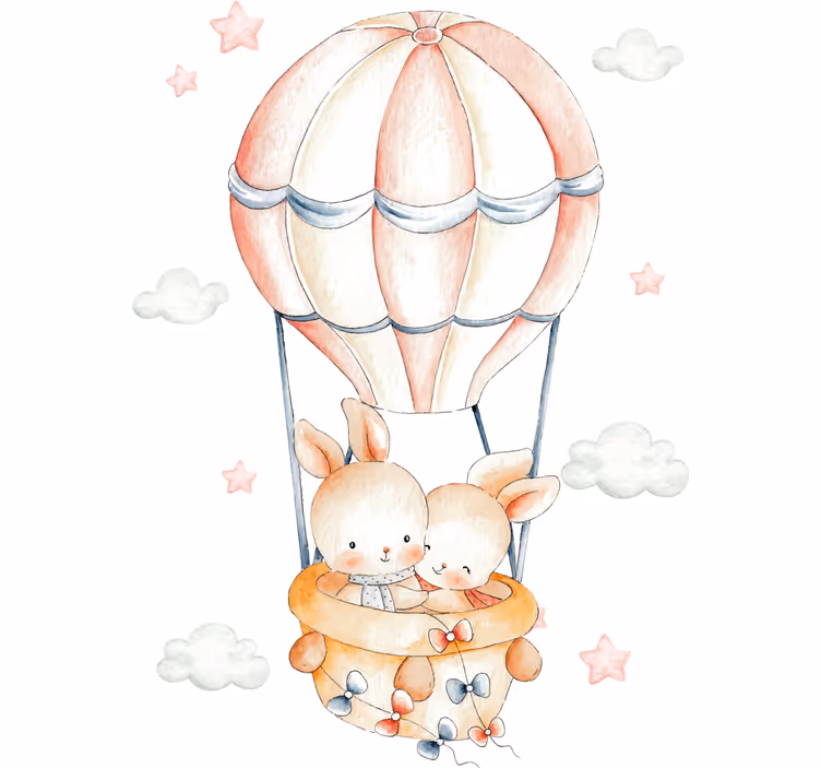 Kinderkamer rolgordijn konijn luchtballon - TenStickers