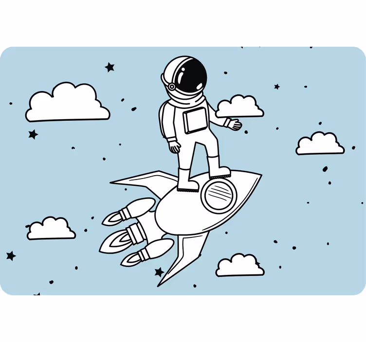 Kinderkamer rolgordijn raket astronaut en sterren - TenStickers
